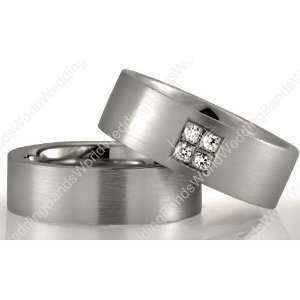 Diamond His and Her Wedding Ring Set 6.00mm Wide, 0.12 Carat Weight 