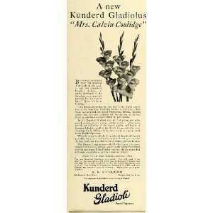  1927 Ad Mrs Calvin Coolidge Kundred Galdiolus Flowers 