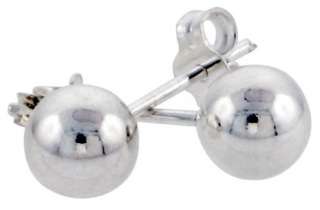 6mm Large Sterling Silver Round Ball Stud Earrings NEW!  