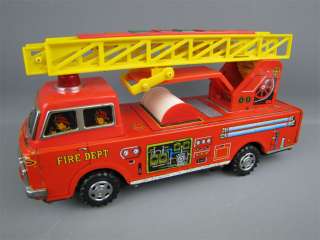 Vintage Winnie Battery Op. Tin Litho Fire Truck Taiwan  