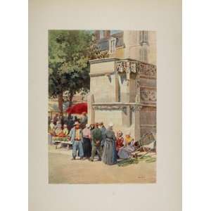  1905 Print Fountain Louis XII Marketplace Blois France 