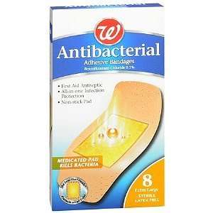   Antibacterial Adhesive Bandages, 2 x 4 inch, 8 