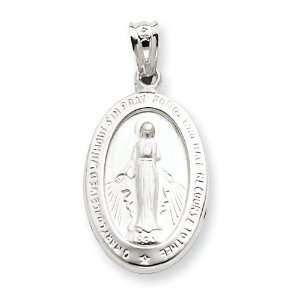  14k White Gold Miraculous Medal Pendant Jewelry