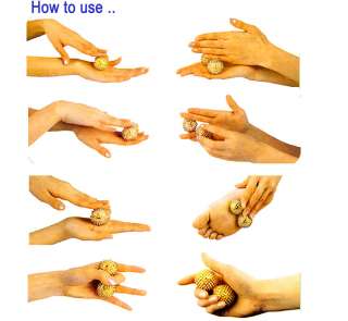Hand Palm Massager needle Stimulation Balls GOLD PLATED  