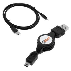  GTMax Retractable A to Mini 5 pin B Cable + 6FT USB Cable 