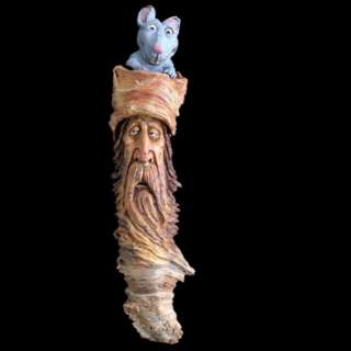 OOAK, Wood Tree Spirit, Carving, Wizard, Gnome, Face, Sculpture  