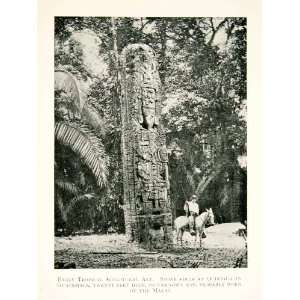   Mesoamerica Mayan Statue   Original Halftone Print