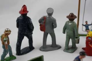   Antique Lead Toy Figures Firefighter Mailman Farmers Barclay Britians
