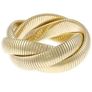   Celeste 18k Gold Overlay Interlocked Omega Stretch Bracelet Jewelry