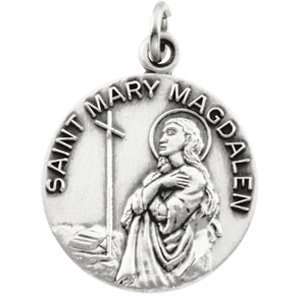    Sterling Silver St. Mary Magdalen Medal 18mm & Chain Jewelry