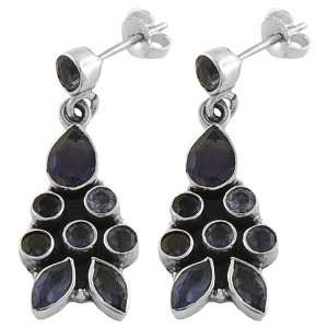  4 Ct Iolite 925 Sterling Silver Dangle Earrings: Jewelry