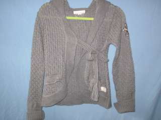 love it grey wrap style hooded cardigan tie closure two pockets on 