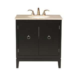   Single Sink Vanity with Cream Marfil Marble Top: Home & Kitchen