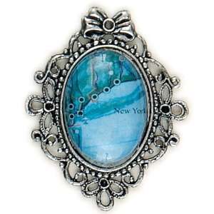  Blue Moon Lost & Found Pendants, Blue New York Map Ox 