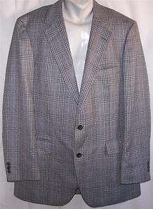 44L Jaymar BLACK SILVER PLAID GOLD WINDOWPANE sport coat suit blazer 