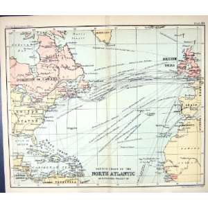  ANTIQUE MAP c1901 CHART NORTH ATLANTIC BRITISH ISLES 