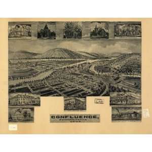  Historic Panoramic Map Confluence, Pennsylvania 1905 