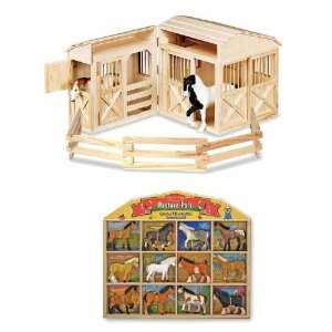  Melissa and Doug Folding Horse Stable & 12 Piece Pasture 