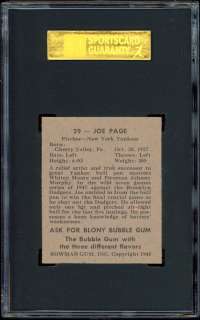 1948 Bowman #29 Joe Page SP Rookie SGC 88 Lionel Carter  