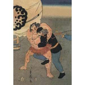 Exclusive By Buyenlarge Sumo Wrestler Takes on a Foreigner 12x18 