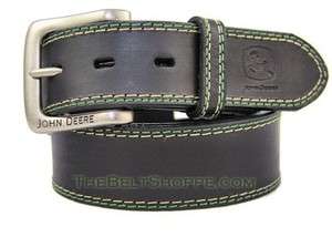 John Deere Black Buffalo Leather Belt   Sizes 34   46 (Brand New with 