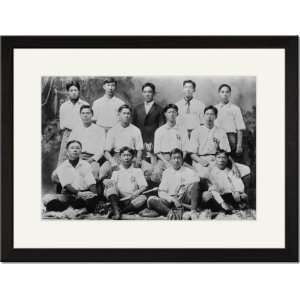  Black Framed/Matted Print 17x23, Chinese Baseball Team 