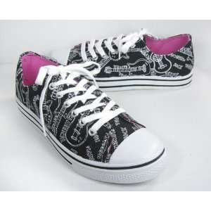   Guitars! Black Pink Canvas Low top Sneakers Womens: Everything Else
