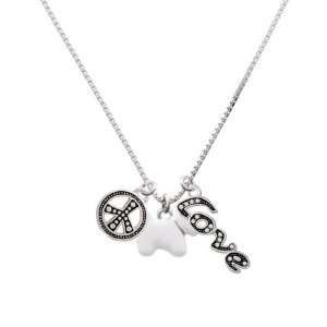    White Westie Dog, Peace, Love Charm Necklace [Jewelry] Jewelry