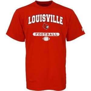  NCAA Russell Louisville Cardinals Red Football T shirt 