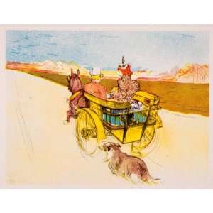  1946 Print Toulouse Lautrec Dog Cart Horse Carriage Post 