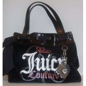  Juicy Couture Black Velour Daydreamer Tote Yhru0452 Nwt 