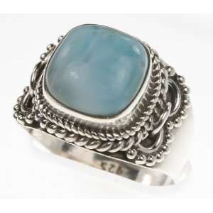    925 Sterling Silver GENUINE LARIMAR Ring, Size 9.25, 6.78g Jewelry