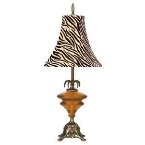 Tiger Striped Print Shade Satin Bronze Base Table Lamp 
