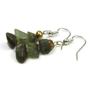 Labradorite Polished Gemstone Chips with Pearl Accent Dangle Fashion 