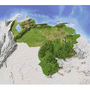  Venezuela. Shaded Relief Map, Colored for Vegetation 