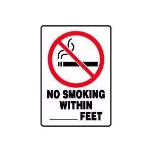 NO SMOKING WITHIN ___ FEET W/GRAPHIC 10 x 7 Dura Fiberglass Sign