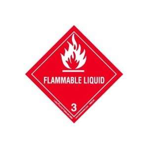 Flammable Liquid Label, Worded, Vinyl, Pack of 25 Office 