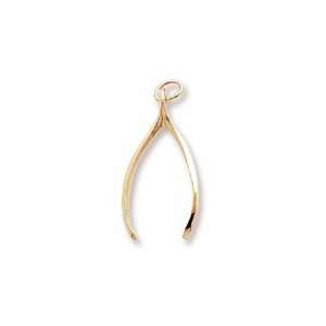  Rembrandt Charms Wishbone Charm, 22K Yellow Gold Plate on 