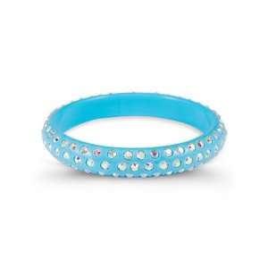    Rainbow Swarovski Crystal Light Blue Bangle Bracelet: Jewelry