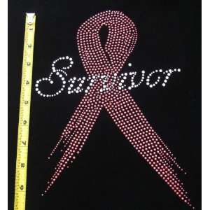  Rhinestone Iron On Transfer Breast Cancer Survivor Ribbon Design 