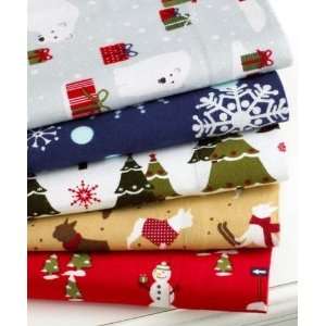  Stewart Festive Firs Holiday Flannel White Green Christmas Trees 
