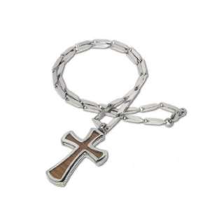   Steel 21 Inch Cross Pendant Chain Link Necklace Jewellery Jewelry