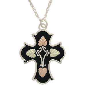    Black Hills Gold Silver Cross Necklace and Earrings Set: Jewelry