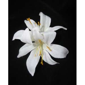  NEW Medium White Lily Flower Hair Clip, Limited.: Beauty