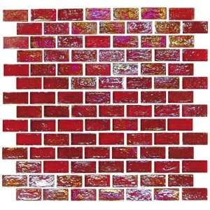   12 x 12 Inch Offset Backsplash Wall Red Glass Tile (10 Sq. Ft./Case