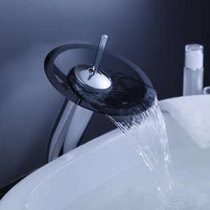   Contemporary Waterfall Bathroom Sink Faucet with Pop up Waste (Tall