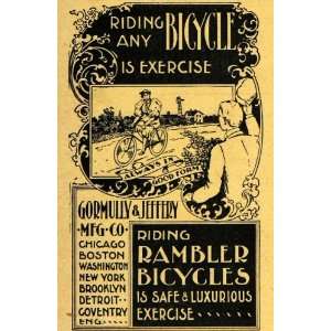  1895 Ad Bicycle Exercise Rambler Riding Bikes Gormully 