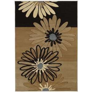  Dahlia Chocolate Brown & Beige Floral Modern Rugs by 