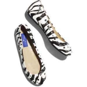 JIMMY CHOO FOR H & M ZEBRA STUDDED SUEDE FLATS SZ 38