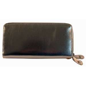  Metallic Dual Zipper w/Detachable Clutch Womens Wallet 